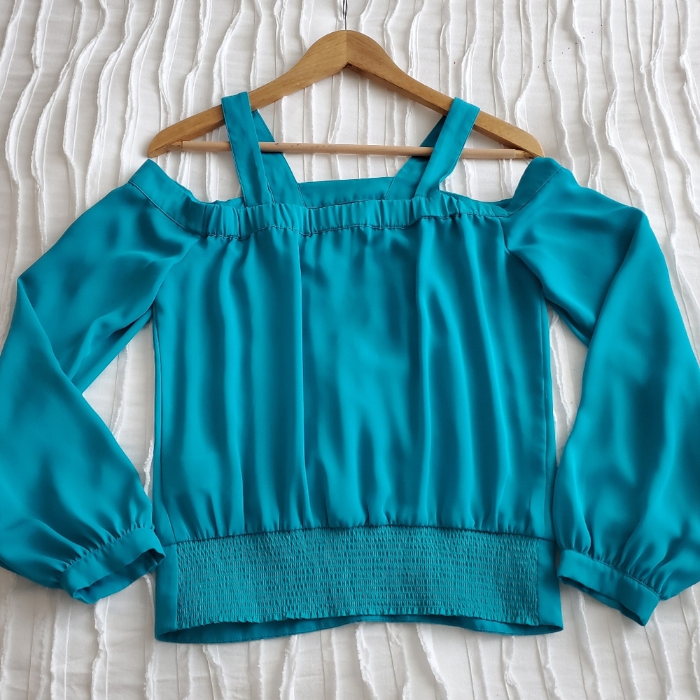 BeBe Sleeve Blouse Turquoise size Small